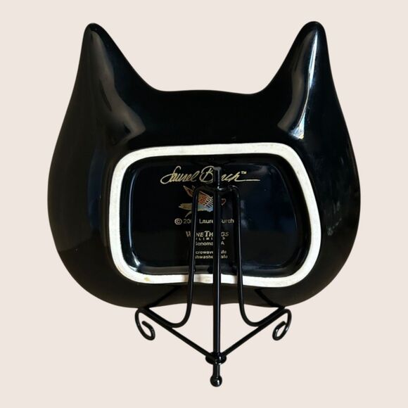 😻 VTG LAUREL BURCH WINE THINGS CAT FACE TRINKET DISH ORANGE BLUE 2007 - Picture 5 of 7